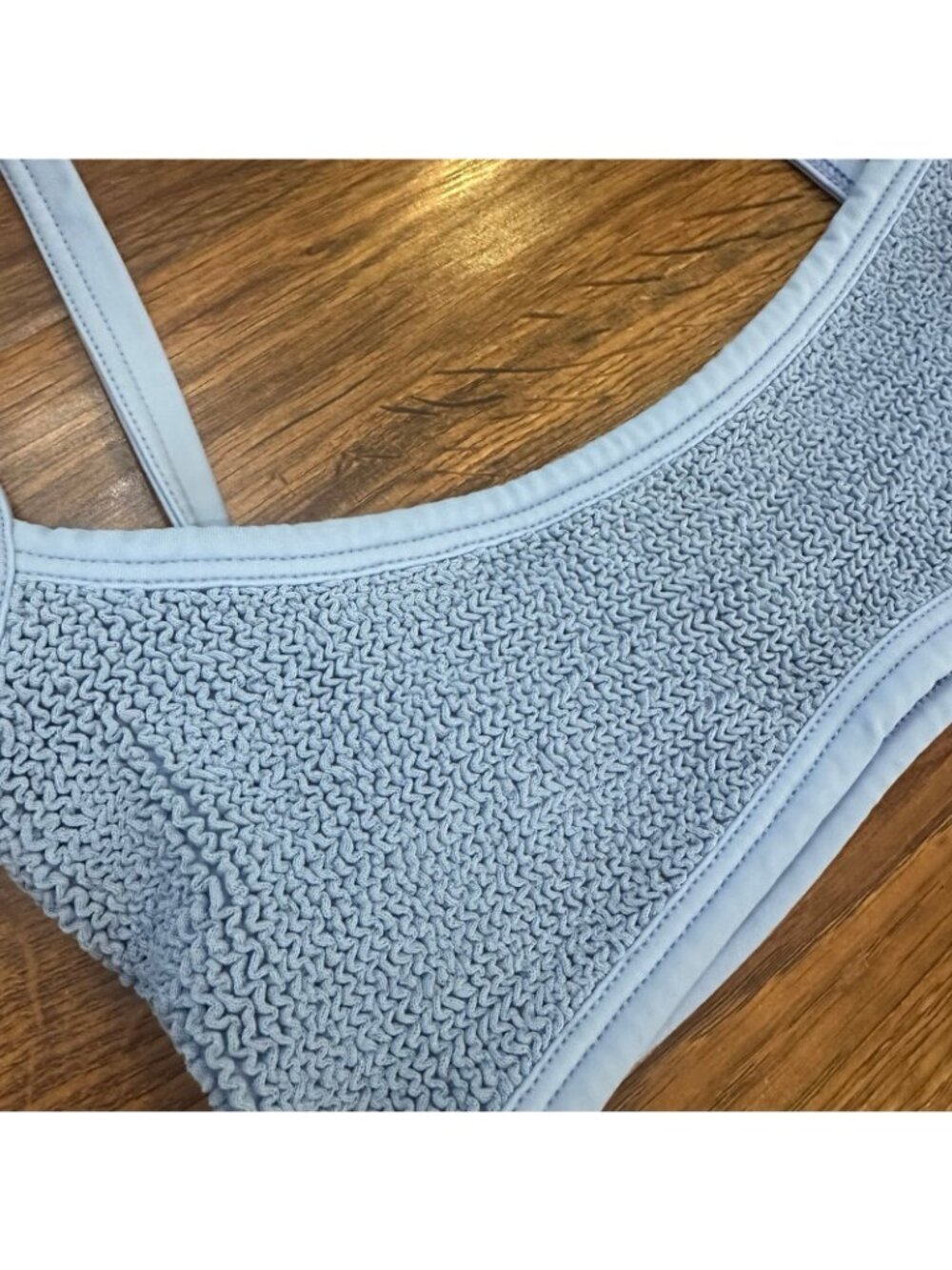 Hunza G London Tyler bikini top in cornflower blue - Picture 5 of 7